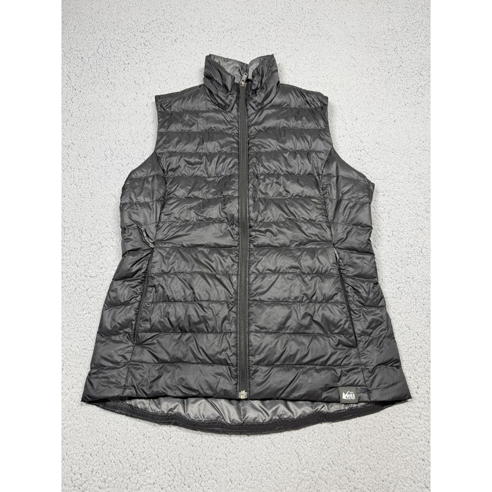 REI Co-op Vest Womens Medium‎ Black Down Puffer Quilted Lightweight Zip Pockets